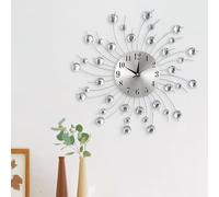 JF HOME BLISS Large Wall Clock Modern Sliver Kitchen Clock 45cm Wall Mounted Decor Clock Silent Non-Ticking Battery Operated Art Deco Style for Living Room Kitchen Office