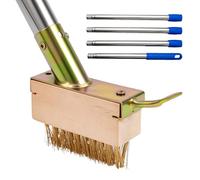 JF HOME BLISS Long-Handle Weed Remover Tool with V-Shaped Brass Brush & Steel Scraper Heavy Duty Block Paving Patio & Driveway Cleaner Includes 1 Durable Brush Heads & 60IN Detachable Pole