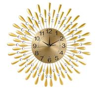 JF HOME BLISS Modern Metal Wall Clock 60cm Sunflower Wall Clock Diamond Spiked Beaded Jeweled Large Wall Clocks for Living Room Modern Gold