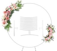 JF HOME BLISS Round Wedding Arch 2x2m - Gold/White Metal Circle Backdrop Frame, Heavy Duty Floral Hoop Stand for Balloons, Ceremony Decoration & Event Display (White)