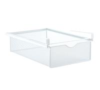 JF HOME BLISS Under Shelf Storage Basket Organizer Metal Mesh Hanging Drawers for Kitchen Office Wardrobe No-Tool Installation Space-Saving Pull-Out Design (White)