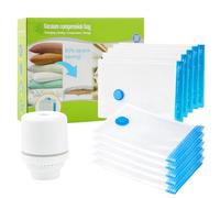 JF HOME BLISS Vacuum Storage Bags with Electric Pump, Jumbo/Large/Medium/Small Reusable Vacuum Sealer Bags for Clothes Comforters Blankets Bedding & Travel Space Saver Compression Storage Organizer