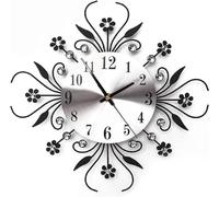 JF HOME BLISS Wall Clock Diamond Jeweled Stylish Diamond Gold Silent Sunflower Modern Metal Sparkly Arabic Numeral Decorative Wall Clocks for Living Room Bedroom (35cm Silver)