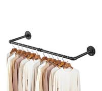 JF HOME BLISS Wall Mounted Clothes Rail Small Garment Bar Towel Holder Industrial Pipe Hanging Rack Vintage Retro Retail Detachable H Wardrobe Rail for Bedroom (Black 1pc, 80cm)