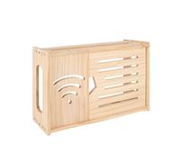 JF HOME BLISS Wall-Mounted Wooden WiFi Router Storage Box with Cable Management Heat Dissipation Holes & Foldable Lid - Hidden Shelf for Router Modem Set-Top Box Living Room/Office Organizer