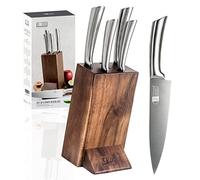 JF JAMES.F Knife Set, 6 Piece Kitchen Knife Set with Wooden Block Super Sharp Stainless Steel Knife Sets for Kitchen with Block