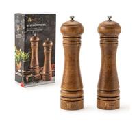 JF JAMES.F Salt and Pepper Mill Sets, 8 inch Wooden Salt and Pepper Grinders with Ceramic Core Wood Salt and Pepper Shakers Set of 2