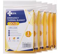 JFA Medical 5 x Individually Packaged Gold Colour Medical First Aid Foil Survival Blankets for personal use - reflective to maintain body heat