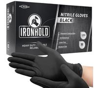JFA Medical Disposable Mechanic, Tattooist, Tattoo Heavy Duty 5.5G Powder Free Latex Free Black Nitrile Gloves - Box of 100 (M)