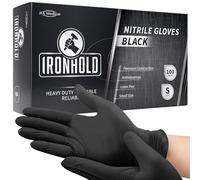 JFA Medical Disposable Mechanic, Tattooist, Tattoo Heavy Duty 5.5G Powder Free Latex Free Black Nitrile Gloves - Box of 100 (S)