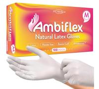 JFA Medical Disposable Powder Free Natural Latex Gloves - Box of 100 (Medium)