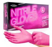 JFA Medical Disposable Powder Free Pink Nitrile Gloves - Box of 100 (Large)