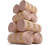 JFA Medical Elastic Compression Bandage Wrap - 8 Pack + 8 Extra Clips (4 x 7.5cm x 4.5m & 4 x 10cm x 4.5m Rolls) - Wrist, Ankle, Hand Knee, Elbow, Shoulder, Feet Injuries