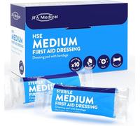 JFA Medical HSE Medium Sterile First Aid Wound Dressing Bandage with Pad 12 x 12cm - Multipack: 2 Packs of 10