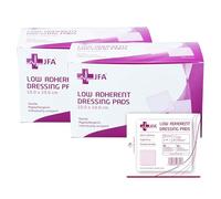 JFA Medical Low Adherent Sterile Absorbent Wound Dressing Pad 10cm x 10cm - Multipack: 2 Packs of 100