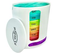 JFA Medical Weekly Oval Pill Box Organiser/Reminder for Medicines Supplements, Vitamins, 7days, 4 compartments per Day - Morning, Noon, Evening and Bed