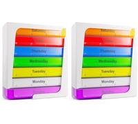 JFA Medical Weekly Stackable Pill Box Organiser/Reminder for Medicines Supplements, Vitamins, 7days, 4 compartments per Day - Morning, Noon, Evening and Bed (Pack of 2)