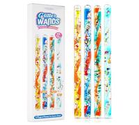 JFA Supplies Pack of 4 Spiral Glitter Wands 32cm Long Assorted Colours and Shapes