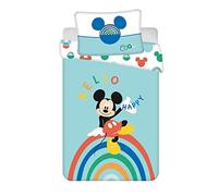 JFabrics Disney Mickey Mouse Baby Cot Duvet and Pillow Set | Boys Toddler Bedding sets | Made From 100% Cotton, Blue, 100 x 135 CM + Pillowcase 60 x 40 CM