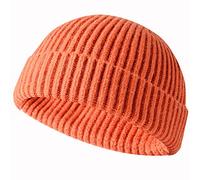 JFAN Trawler Winter Beanie Hat Baseball Cap Roll up Edge Skullcap Fisherman Beanie Unisex Cuffed Short Knit Fisherman Beanie Winter Hats