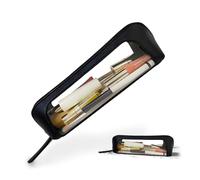 JFANexplore Clear Makeup Brush Storage Case, Travel Cosmetic Organizer with Zipper, Black, Modern