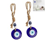 JFangZHZH 2 Pcs Blue Evil Eye Car Hanging Ornament,Handmade Evil Eye Lucky Charm Talisman,Car Charm Rear View Mirror Accessories Turkish Gr mulet,Decoration Home Office Decor