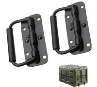JFangZHZH 2 Pcs Handles for Boxes,Flight Case Handles,100mm Box Handles Spring Folding Metal Chest Handle,Flight Case Handle,for Toolbox Storage Boxes Luggage Replacement Black