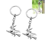 JFangZHZH 2 pcs Key Ring Witch with Broom Handle Hanging Key Chain Backpack Hooks,Broomstick Charm Keyring Key Ring,Key Ring Witch with Broom Handle,for Theme Party