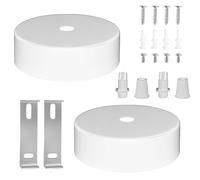 JFangZHZH 2 Pcs Light Canopy Kit,Industrial Fitting Canopy,80 x 25 mm,Metal Pendant Light Base Decorative,White Color Single Hole,for Pendant Light Light Wall lamp Chandelier