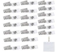 JFangZHZH 20 Pcs ID Badge Clips,Metal Crocodile Clips with Clear PVC Straps,for Name Tags Work Badges Security Pass Holders Card Holder Office Business Accessories