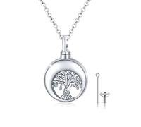 JFASHOP Ashes Necklace 925 Sterling Silver Tree of Life Pendant,Urn Necklace for Ashes Keepsake Tree of Life Cremation Ashes Valentines for Mum Dad Women Men