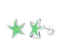 JFASHOP Starfish Earrings for Women, 925 Sterling Silver, Turquoise Stud Earrings, Hypoallergenic, Animal Beach Jewelry, Mother's Day Gift, Valentine's Day for Girls, Extra, Silver, no gem