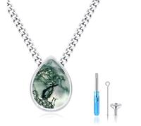 JFASHOP Urn Necklace for Ashes, 925 Sterling Silver, Opal Necklace, Reminder, Cremation, Medallion, Pendant, Ash Keepsake Gift, Extra, Sterling Silver, Zircon