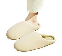 JFBAODAN Slippers Soundproof Cotton Style Soft Soleslip-resistant Couple's Winter Indoor Floor Household Shoes-beige-40-41
