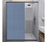 JFBLSD Bathroom Folding Shower Curtain Double-sided Magnetic Suction Shower Curtain Bathroom Shade Curtain Thick Linen(Blue,200x200cm)
