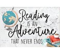 JFCHBVEF Classroom Rules Library Reading Posters,Reading Nook Decor English Classroom Decor Adventure Decor,The World Is Yours Wall Art Metal Tin Sign 8x12 In