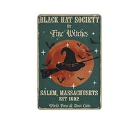 JFCHBVEF Vintage Wall Poster Metal Plaque Black Hat Society Witches Vintage Metal Sign Garden Decorative Plaque Farmhouse Country Home Decor 8x12 Inch