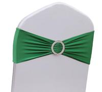 JFDYDM 50 Pack Emerald Green Chair Sashes for Chairs Covers, Universal Elastic Chair Cover Bands with Buckle Slider for Hotel Event Decorations