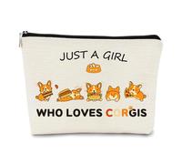 JFEHBFL Corgi Gifts for Corgi Lovers, Corgi Dog Makeup Bag, Birthday Decoration Cosmetic Pouch, Just A Girl Who Loves Corgis Pouch, Zipper Travel Cosmetic Bag, Multicolor, 7.08” x 9.05” (18cm x 23cm
