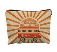 JFEHBFL Here Comes the Sun Makeup Bag, Hippie Gifts for Women, Inspirational Makeup Cosmetic Bag, Sunshine Zipper Pouch Travel Toiletry, Birthday Gifts for Teen Girls