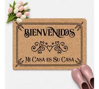 JFFBFF Bienvenidos Mi Casa ES Su Casa Funny Doormat for Entrance Way with Non Slip Backing Indoor/Outdoor Welcome Mats Home and Office Decorative Rug 23.6 in(W) X 15.7 in(L)