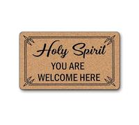 JFFBFF Funny Doormat 0.12 Inch Ultra Thin Doormat for Front Doors - 17x30 Low Profile Indoor Entrance Welcome Mat,Non-Slip Machine Washable Mat for Apartment (Holy Spirit)