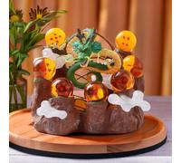 JFFQAA Shenron Statue Set With Resin Dragon, 3.5cm Crystal Ball Set of 7, 0.71kg Mountain Stands - Party Decoration for Lovers and Collectibles