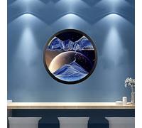 JFGCTYHXY Flowing Sand Art, Moving Sand Art Wall Decor 360 Rotating Round Glass Solid Wood Frame 44cm/17.4in(E)