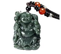 JFGCTYHXY jadeite necklace, Hand carved Lucky Happy laughter maitreya Buddha Necklace pendant Hand-Carved Luck Amulet(A 43 * 30mm)