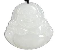 JFGCTYHXY jadeite necklace, Pure Obsidian Natural Pendant Necklace Zodiac Bodhisattva Amulet Talisman(Maitreya Buddha)