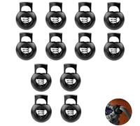 JFGDVW 12 Pcs Single Hole Round Toggles For Drawstrings, Plastic Cord Locks, Elastic Cord Adjuster, For Hat Straps, Drawstrings, Bags, Shoelaces, Clothing, Paracord, And More (Black)