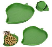 JFGDVW 2 Pieces Tortoise Food Bowl, Leaf Reptile Food Water Bowl, Tortoise Water Bowls, For Tortoise Corn Snake Crawl Pet Drinking and Eating, 2 Sizes(Green)