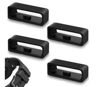 JFGDVW 4 Pieces Black Silicone Watch Band Keepers, Watch Strap Loop, Magic Band Safety Clips, for Smartwatch, 22mm Lock Ring Replacement Band Loop (Black)