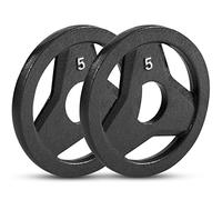 JFIT Cast Iron Olympic 2-Inch Grip Plate for Barbell, Set of 2 Plates, 5 LB